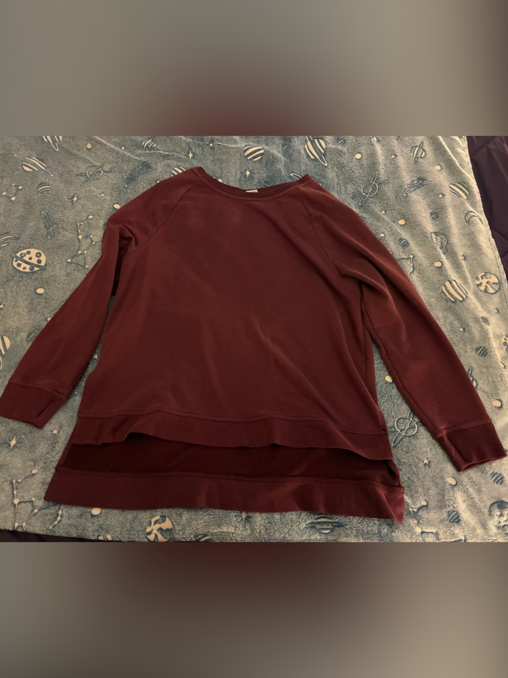 Avia Maroon Long Sleeve Layered Hem Pullover - Picture 1 of 4